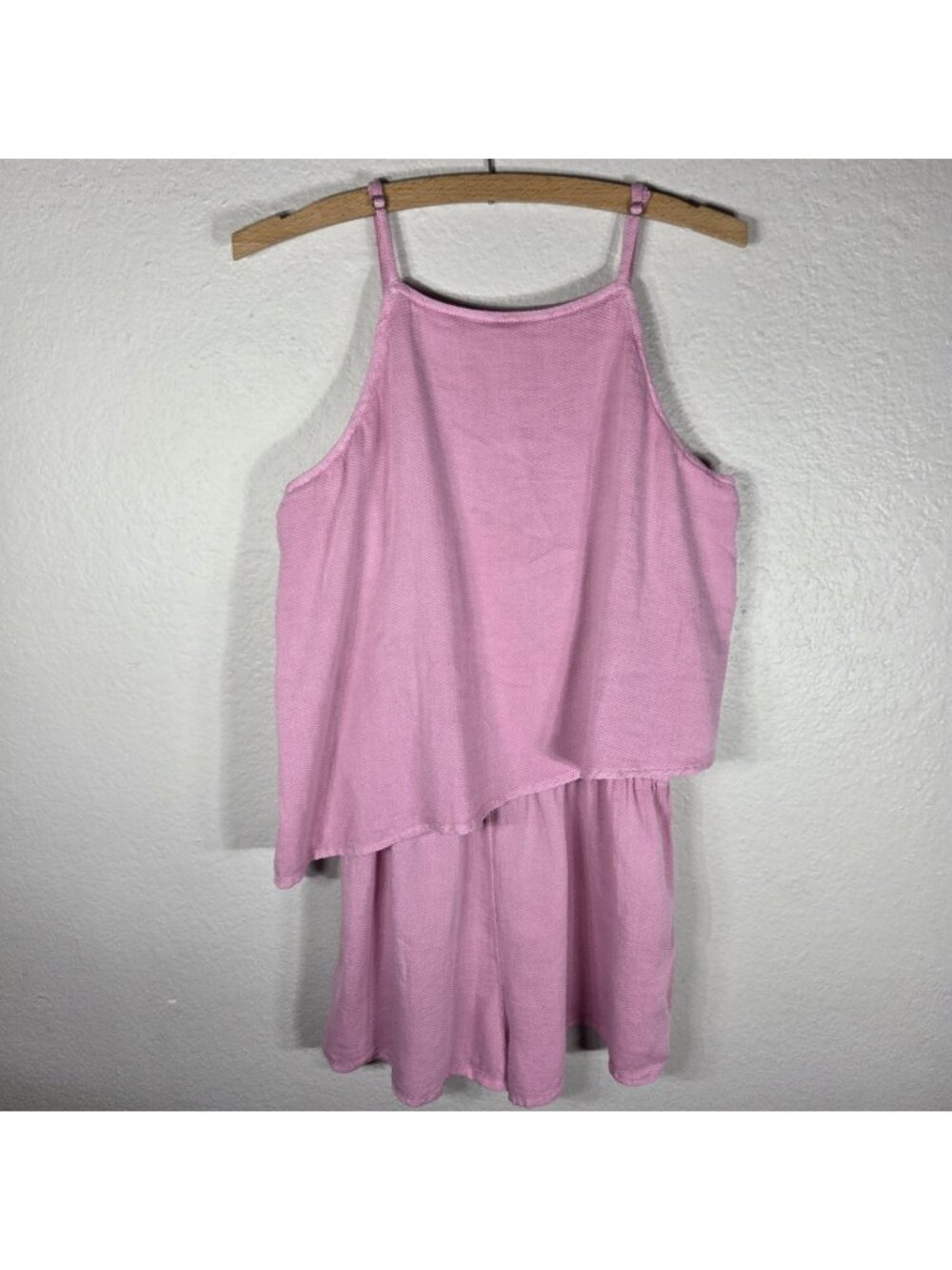 O'NEILL Light Pink Jumpsuit Romper Shorts L Cotton Sleeveless Spaghetti Strap